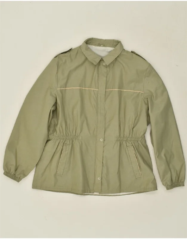 VINTAGE Womens Military Jacket UK 16 Large Khaki Polyester