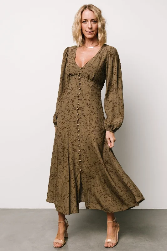 Claudine Maxi Dress | Olive Print