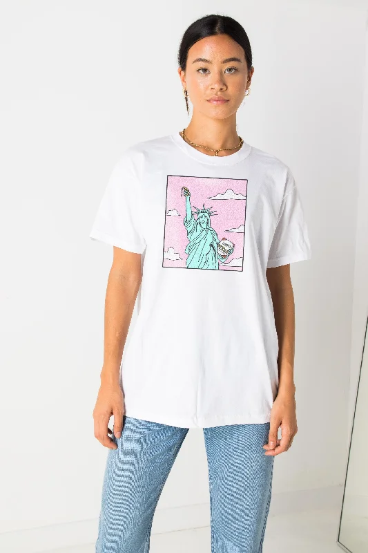 Daisy Street Relaxed T-Shirt with Pizza Statue Print