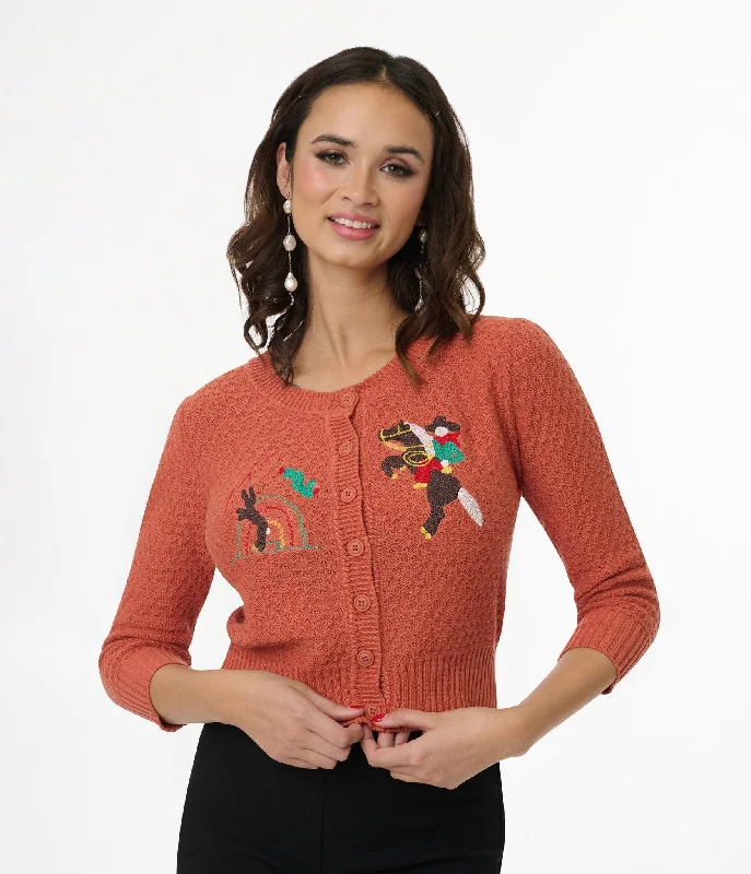 Mischief Made Dusty Orange Head West Cropped Cardigan