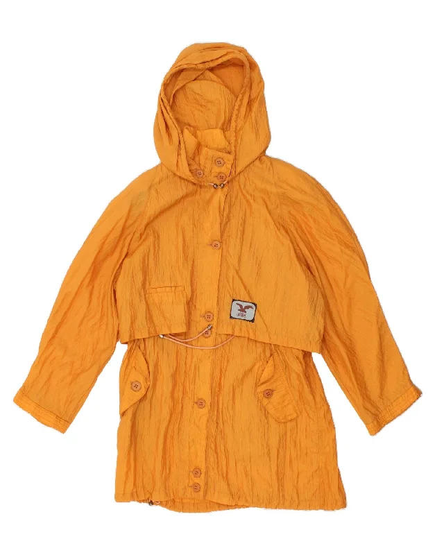 VINTAGE Womens Loose Fit Hooded Raincoat EU 40 Medium Yellow