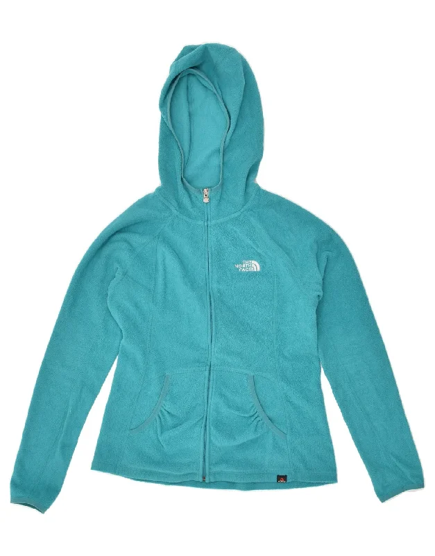 THE NORTH FACE Womens Hooded Fleece Jacket UK 10 Small Turquoise Polyester