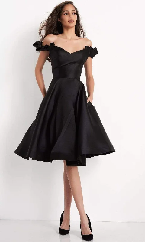 JVN by Jovani - JVN04718 Ruffled Off-Shoulder Sleeve A-Line Cocktail Dress